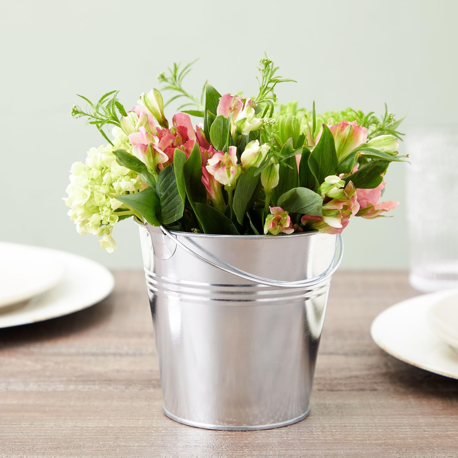 Juvale 12 Pack Galvanized Metal Buckets With Handles For Party Decorations, Small Tin Pails (4.7 In)